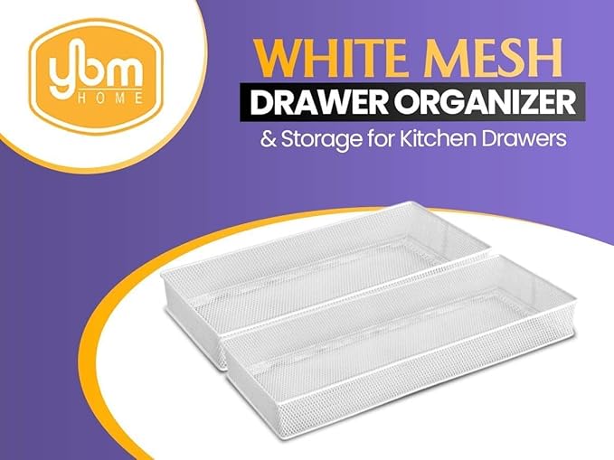 YBM HOME Silver Mesh Drawer Cabinet and or Shelf Organizer Bins, School Supply Holder Office Desktop Organizer Basket 1611s (1, 6x15x2 Inch)