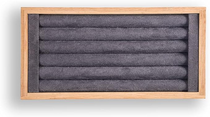 Coward Bamboo Ring Earrings Display Holder Jewelry Storage Tray Organizer (gray)