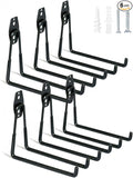 WMK 7.3'' Heavy Duty Garage Hooks, 6 Pack Wall Mount Garage Storage Hooks for Hanging Bike, Ladder, Tools - 100LB Load Capacity, Triple-Welded, PVC Coated (Black)