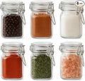 6 Pack Spice Jars, 8 oz Glass Containers with Airtight Lids, Small Herb Jars with Labels for Kitchen Storage