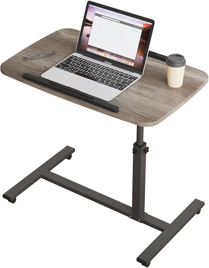Adjustable Overbed Bedside Table with Wheels Hospital Bed Table Portable Computer Stands Movable Desk Computer Table for Bed Laptop Stand for Couch