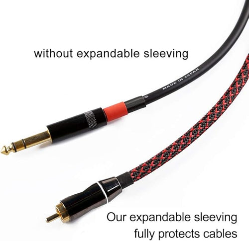 100ft - 3/8 inch PET Expandable Braided Sleeving – BlackRed – Alex Tech Braided Cable Sleeve