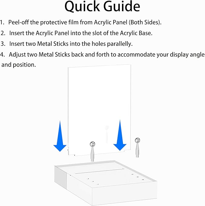 Acrylic Easel Display Stand with Adjustable Silver-Toned Hardware for Pictures, Crystal Clear Acrylic Stand with Floating Appearance for Cookbook, Invitation and Plates