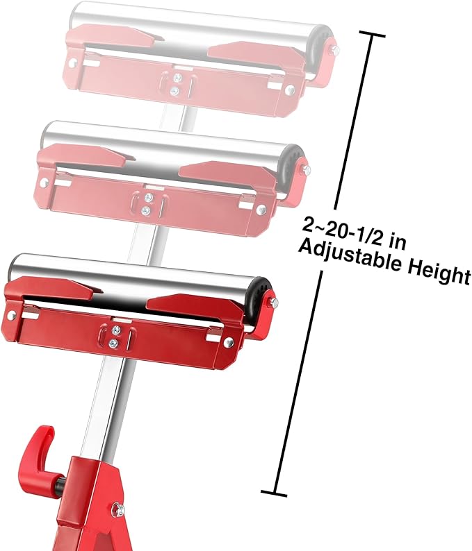 WORKPRO Folding Roller Stand Height Adjustable, Heavy Duty 250 LB Load Capacity, Outfeed Woodworking (Upgraded head)
