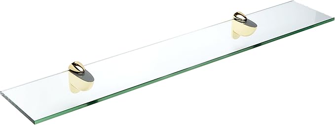 Spancraft Glass H-6x18-Brass Heron Glass Shelf, Brass, 6" x 18"