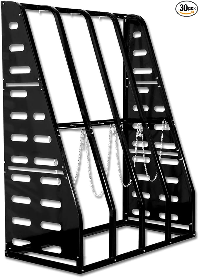 Steel Vertical Long Parts Storage Rack, Lumber Storage Rack 1500 LBS Capacity, Heavy Duty Standing Bar Rack with Safety Chain for Garage Workshop Factory, 4 Bays, Black,