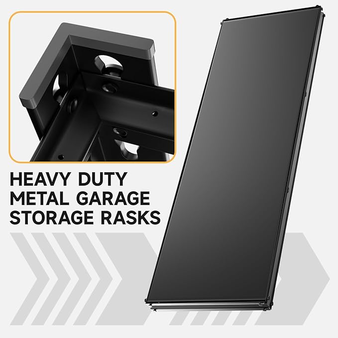 5-Tier 60”D X 20”W X 72”H Garage Shelving Heavy Duty 3000LBS Shop Shelves Heavy Duty Adjustable Unit Rack Metal Rack (Black)
