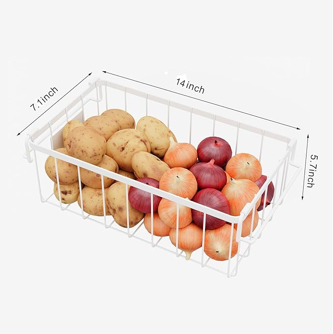 Freezer Organizer Bins With Tag, Stackable Freezer Baskets for Chest Freezer Sort Frozen Foods, Deep Freezer Organizer Bins with Handle Add Space Easy Reach, White Set of 6