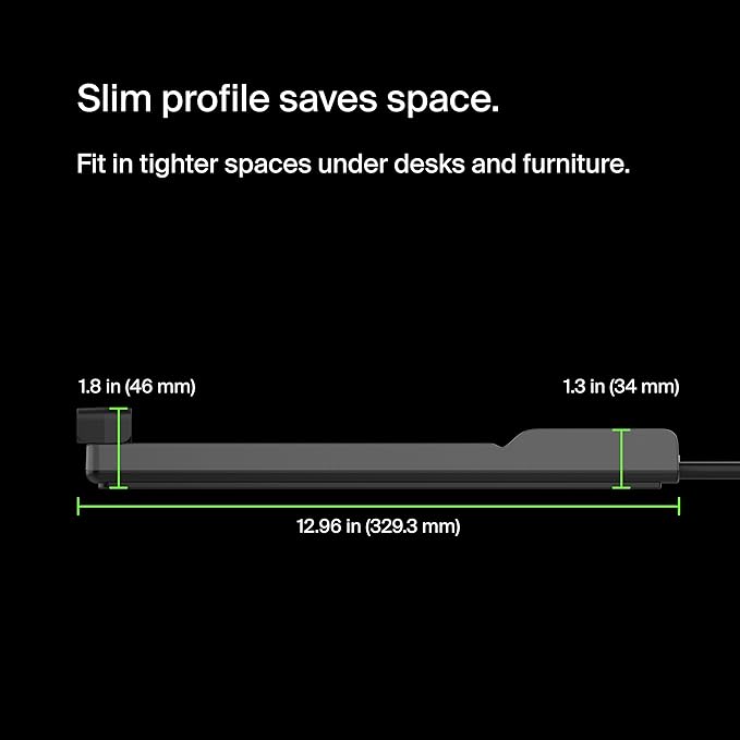 Belkin 12-Outlet Surge Protector Power Strip w/ 12 AC Outlets & 8ft Flat Plug, UL-listed Heavy-Duty Extension Cord for Home, Office, Travel, Computer, Laptop, Charger - 3,940 Joules of Protection