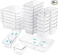 25 PCS Adjustable Desk Drawer Organizer, Acrylic Clear Drawer Organizers, 3 Size Desk Drawer Organizer for Cosmetics, Jewellery, Office, Gadgets, Kitchenware