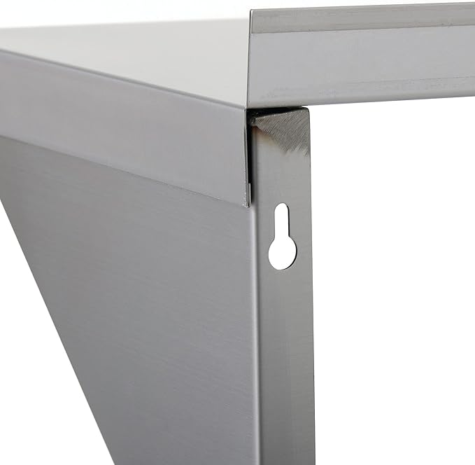 Commercial Wall Shelf - 365 lb. Weight Capacity, 96" W x 12" D, NSF Solid, Stainless Steel (29N-017)