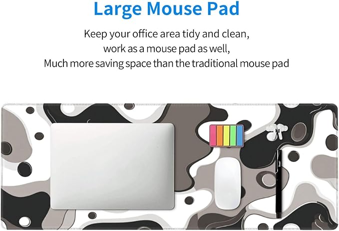 LB Black and White Gaming Mouse Pad Modern Geometric Brown Abstract Large Mouse Pad for Desk Minimalist Extended Desk Pad Non-Slip Rubber Base Computer Mouse Mat for Home Office 15.7L X 31.5W Inch