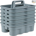 6 Pack Plastic 2 Compartments Cleaning Supplies Caddy, Commercial Carry Caddy Organizer with Handle, Gray