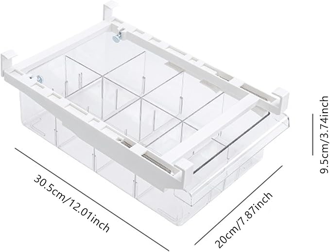 Fridge Drawer Organizer, Refrigerator Organizer Bins, Pull Out with Handle, fridge drawer organizer for Deli Meat, Cheese, Produce and More, Stretchable and Deep Storage (White)