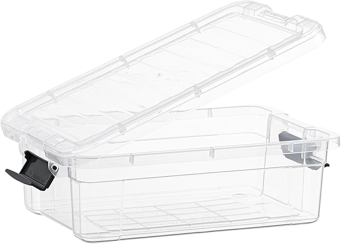 Superio Storage Bins with Lids- 6 Pack, 2.3 Qt Clear Boxes for Organizing, Stackable Plastic Containers- BPA Free, Non-Toxic, Odor Free, Organizer for Home, Office, Dorm