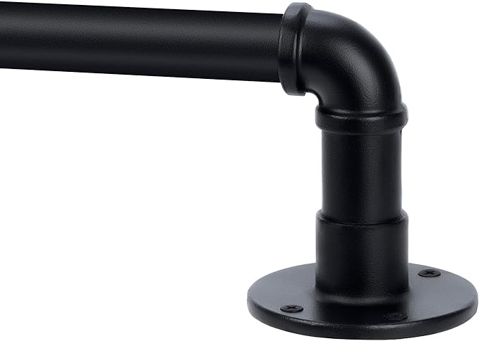 Industrial Curtain Rod, Curtain Rods for Windows 36 to 72 Inch, Rustic Wrap Around Curtain Rod, Fits Blackout Curtain, Indoor and Outdoor, Size: 30-72 Inch