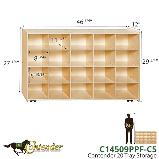 Contender C14509PPF-C5 (COO2Z) Mobile 20 Tray Storage with Purple Trays - Assembled with Casters