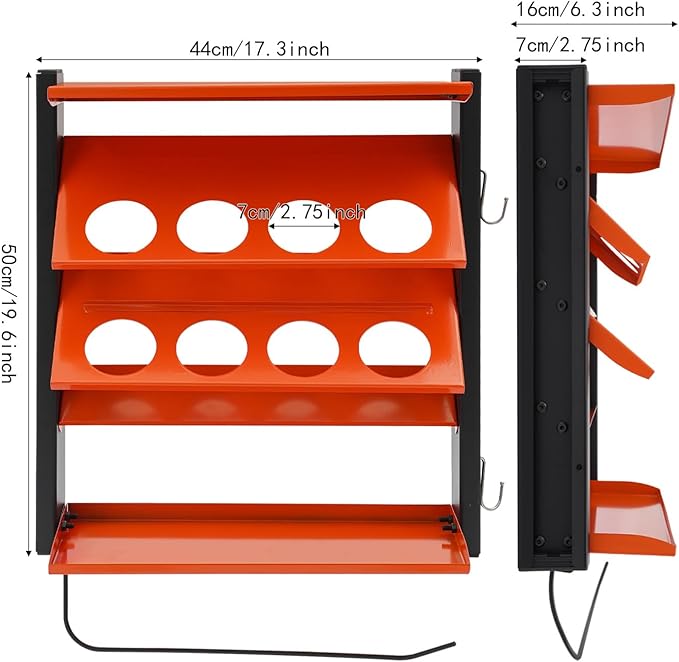 Spray Can Holder Wall-mounted Paints Holder Garage Storage Heavy Duty Paint Bottle Organizer for Garage & Home 8 Can Holes & 2 Shelf Shop Organization And Storage