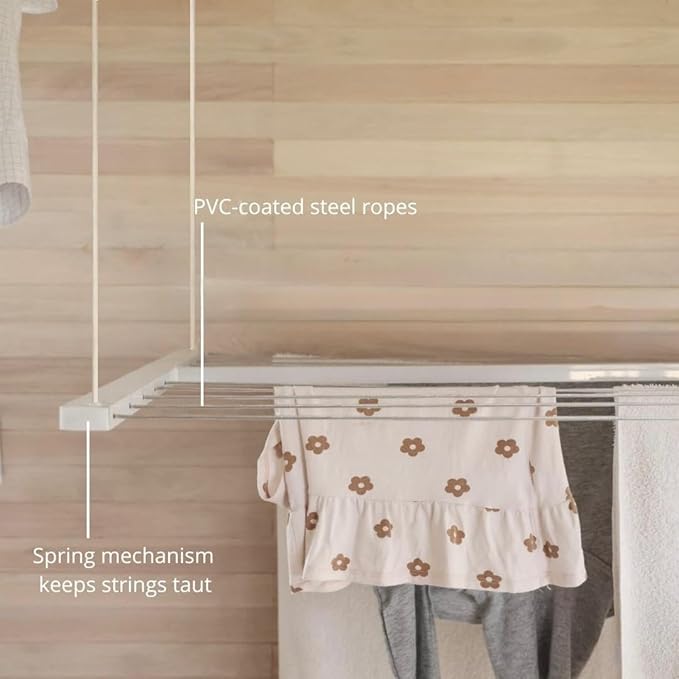 XL Ceiling Mounted Drying Rack – Heavy-Duty Pulley Clothesline for Large Loads – Rustproof Aluminum Frame (64" x 23.6")