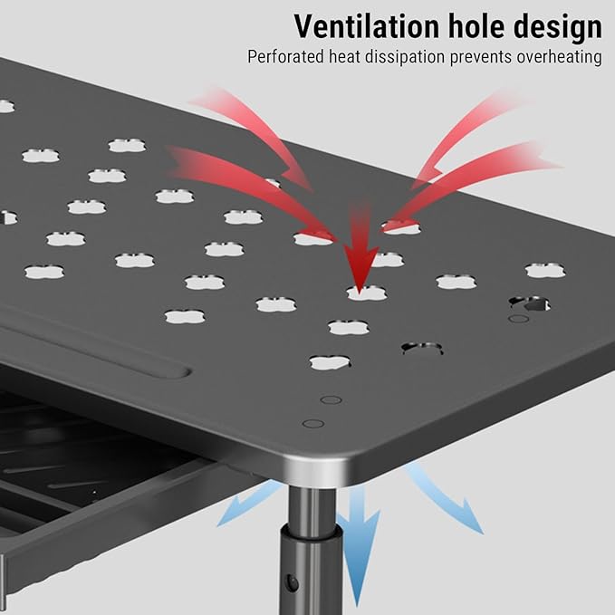 Bewinner Computer Monitor Stand Riser, Desk Organizers and Accessories with Drawer, Office Desk Accessories Metal Printer Laptop Stand20KG Bearing (Black)