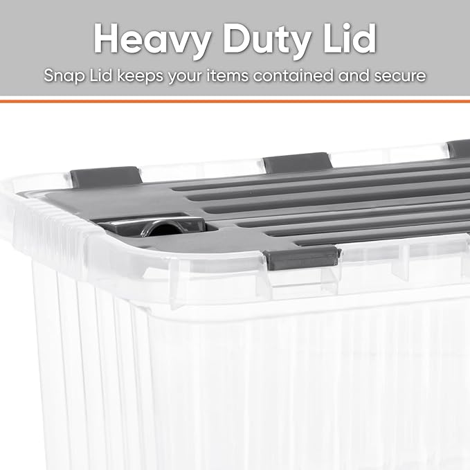 Superio Storage Bins with Lids, Clear Plastic Containers for Organizing, Stackable Totes, BPA Free, Odor Free, Organizer Boxes for Home, and Dorm, 35 Quart (4 Pack, 20.25"x14"x10.5")