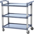 3-Tier Plastic Service Utility Cart with Wheels, Heavy Duty 3-Shelf Rolling Utility/Push Cart for Foodservice/Commercial/Restaurant/Office/Kitchen/Hotel, Grey