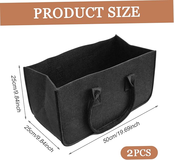 Felt Storage Bins 2Pcs 20x10x10 Inch Large Capacity Felt Basket with Handle Multi-Purpose Bag for Grocery, Shopping, Basket, Storage Bins