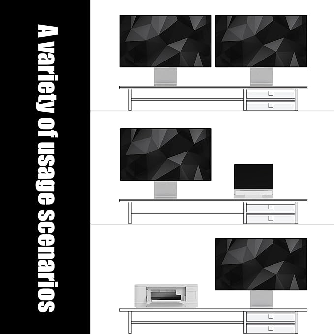 Dual‑Tier Monitor Stand Riser with Drawers, Desktop Organizer Shelf Storage for Computer Screen 2 Monitors, Supports for PC Computer Monitor, Printer, Heavy TV Riser Black
