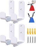 2PCS Ironing Board Holder Wall Mount White, Stainless Steel Ironing Board Hanger for Laundry Room, Adjustable Distance Holder Hook