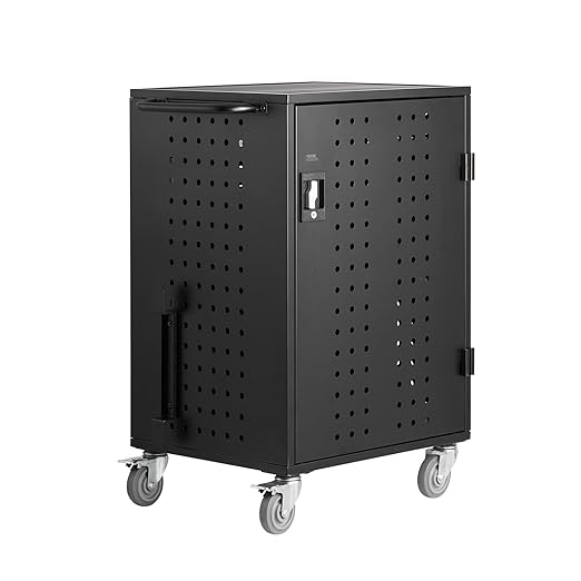 VEVOR Charging Cart, 32 Device Mobile Charging Station, Up to 15.6 in Screen Size, Office and Classroom Mobile Charging Cart, for Chromebook, Tablet and Laptop