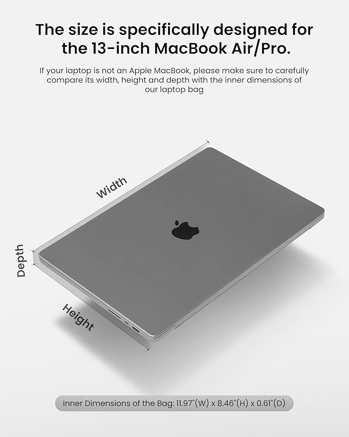 tomtoc 360° Protective Laptop Sleeve for 13-inch New MacBook Air M4/A3240 2025, M3/A3113, M2/A2681 M1/A2337 A2179 A1932, 13-inch MacBook Pro M2/A2686 M1/A2338, Water-Resistant Computer Case Bag
