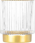 DASITON Makeup Brush holder Organizer,Crystal Cosmetic Makeup Brush Glass Brushes Storage Holder, Vintage Make Up Brush Cup Pen Pencil Holder striped vase(Clear S)
