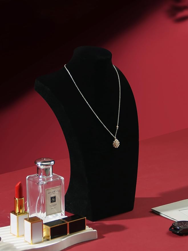 Coward Big Necklace Bust Stand for Selling Show, Black Velvet Necklace Jewelry Display Holder for Home Use or Store Shop Show (13" Hight)