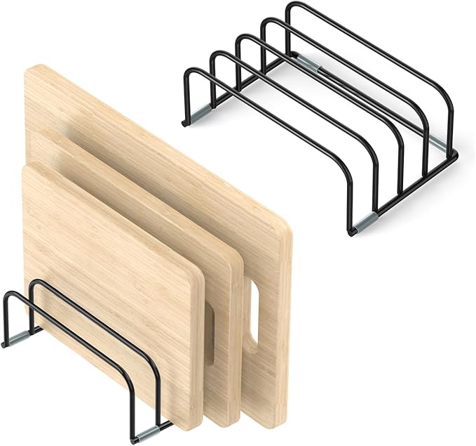 Cutting Board Storage Rack, Compact Cutting Board Organizer, Chopping Board Storage Stand Rack, Bakeware & Cookie Pan Sheets Organizer (2PCS 1.0 Inch)
