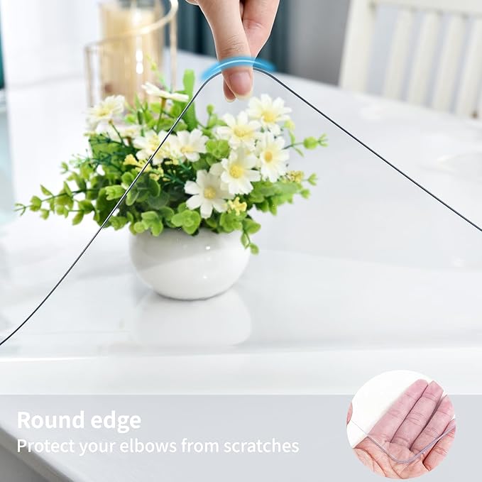 Clear Desk Mat, Non-Slip PVC Desk Protector Mat with Round Edge, Heat Resistant & Waterproof Clear Desk Writing Mat for Home and Office (31.5''*15.7'')