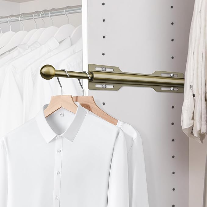 FIRJOY 12" Valet Rod for Closet Pull Out (1 Pack, Antique Brass)