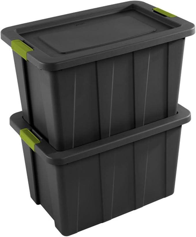 Sterilite 8-Pack Storage Bins with Lids, Heavy Duty Totes, Tuff1, 30 Gallon, Flat Gray