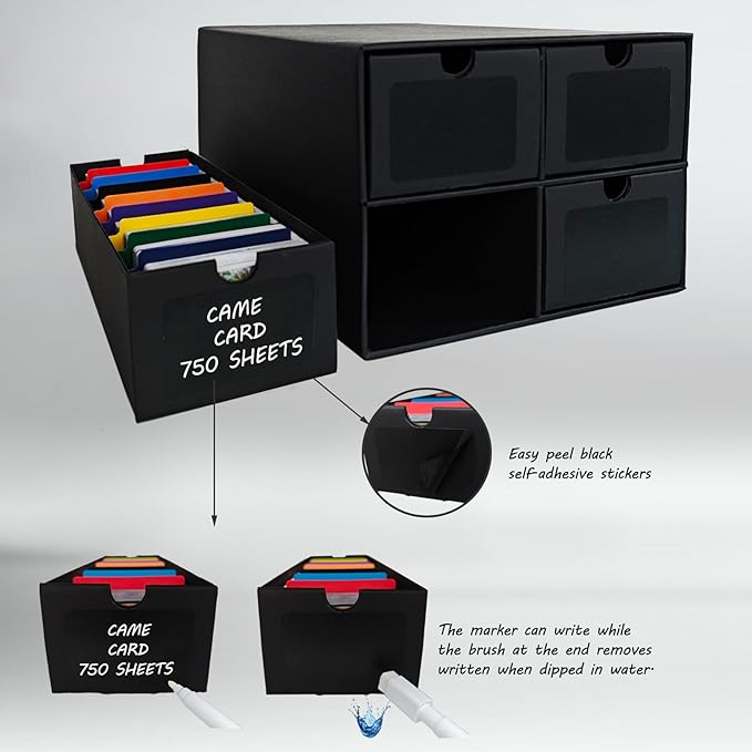 4 Sets Trading Card Storage Boxes, Includes 16-750 CT Boxes & 64 Dividers, 12000+ Trading Cards Organizer for Collectible Card Games, Sports Cards, TCG, with Labels & Pen