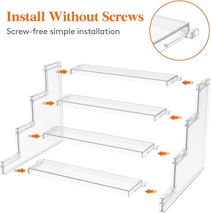 Lifewit 4 Tier Perfume Stand Organizer for Women, Plastic Display Riser, Tool-Free Assembly, Fragrance Makeup Cosmetics Shelf for Vanity Bedroom Bathroom Storage Organization, Clear, 9 Inch, 1 Pcs