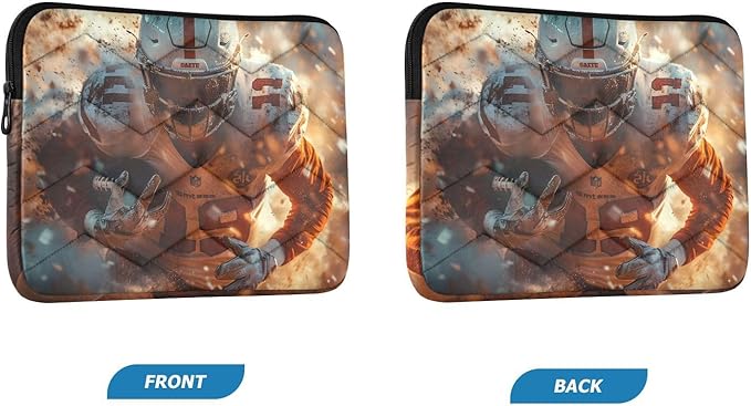 Quilted Laptop Sleeve Case,Soft Slim Carrying Colorful Computer Protective Cover,Football Player(13'' - 14'')