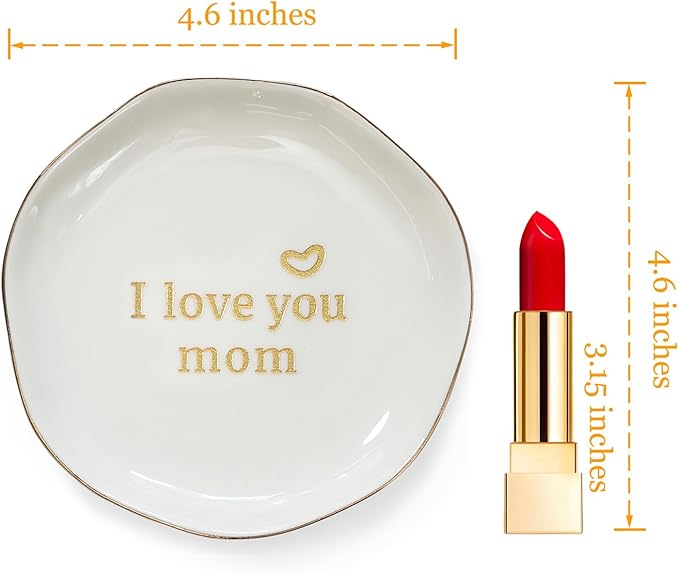HOME SMILE I Love You Mom Ring Dish Jewelry Tray-Mother's Day Birthday Gifts for Mom-Best Gifts for Mother Who Have Eveything-Valentine's Day for Mum Unique