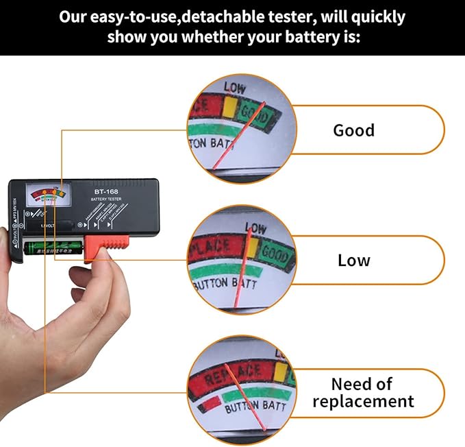 Battery Organizer Storage Box, with Capacity Test Instrument Soft Padding Battery Storage Case Holder