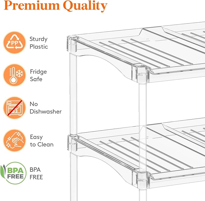 Lifewit Stackable Water Bottle Storage Organizer, Clear Freestanding Wine Bottle Holder for Cabinet, Tumbler Cup Organizer, Plastic Large Compartment Wine Rack for Fridge Cellar, 3Tier Hold 12