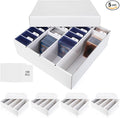 Trading Card Storage Box, 4 Row 3200 Count Collector Cards Box with Divider, White Corrugated Cardboard Compatible with Top Loader Organizer Sorting Tray Box for Sports Cards, MTG, TCG Cards (5-Pack)