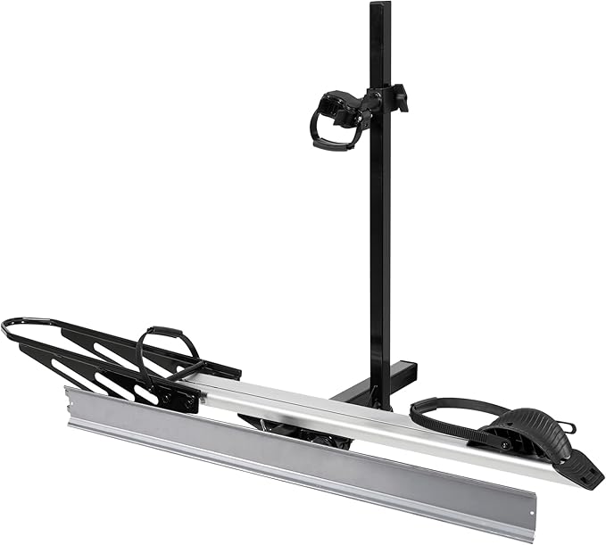 Young Hitch Single 1 Bike Rack with Ramp,100 lbs Capacity E-Bike Carrier Rack for Cars Trucks SUVs Minivans RV, Trailer, Mount Platform Style, Fits Up to 5’’ Fat Tire Bicycle for 2 inch Receiver