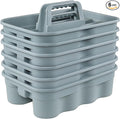 6-Pack Plastic Cleaning Storage Caddy, Cleaning Supply Carry Caddy, Gray