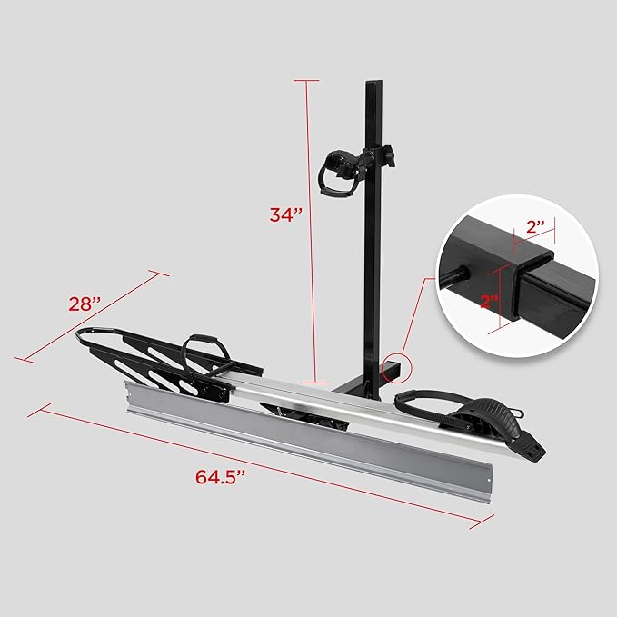 Hitch Mount Single Bike Rack with Ramp for Electric Bike, 100 lbs. Capacity Bike Carrier for Truck, Trailer, RV, SUV