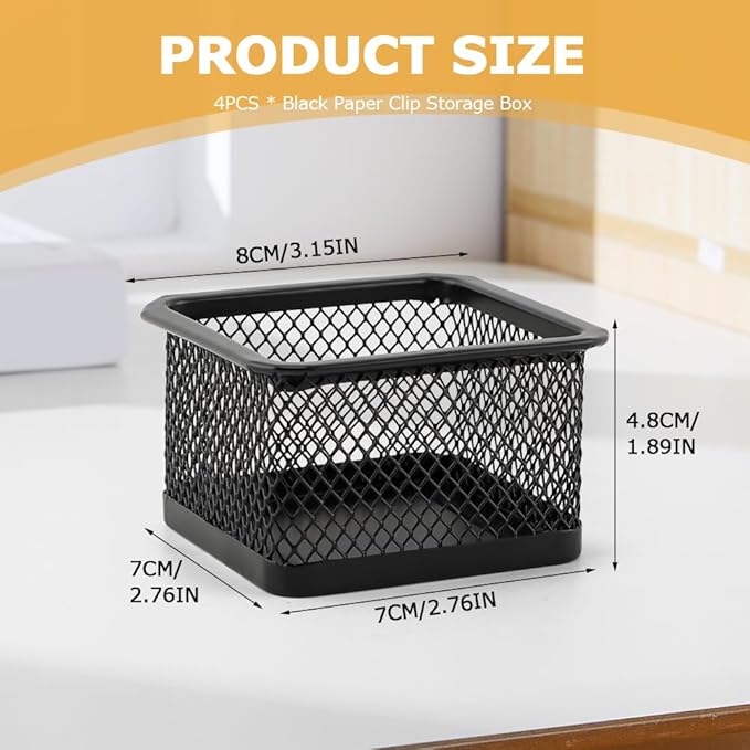 Paper Clip Holder for Desk, Paperclip Holders Mesh Paperclip Dispenser Organizer for Desk Binderclip Bobby Pin Holder Container for Home Office School(SIZE:4pcs)