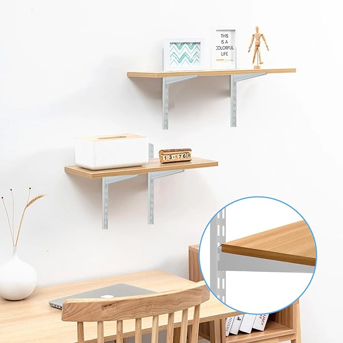 10 Pack 11.5‑Inch Adjustable Wire Shelf Brackets – Heavy‑Duty Double‑Track Closet & Wall Shelving System Supports（White）