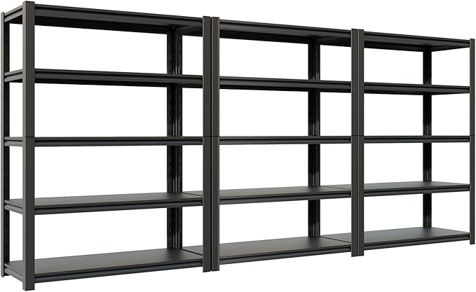 72''H Garage Shelving Heavy Duty,3000LBS Storage Shelves,5-Tier Adjustable Metal Shelve Storage Shelf Rack, Industrial Shelving Unit for Garage, arehouse,Basement (59" W x 19.7" D x 72" H) 3PC